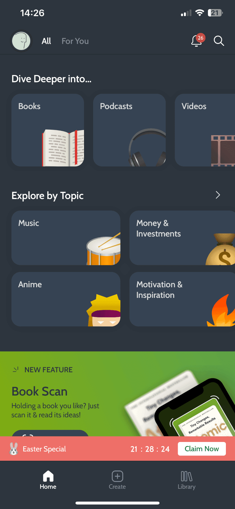 Bite-sized Learning available through multimedia on Deepstash
